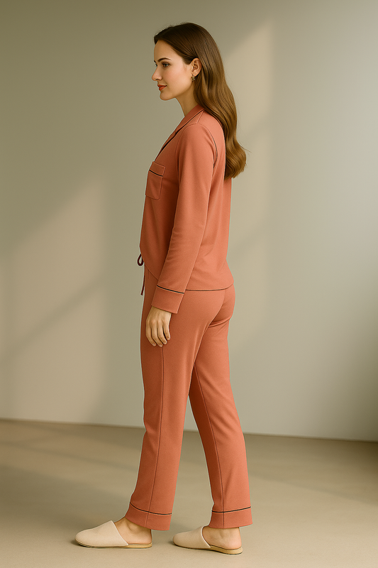 Damen-Pyjama-Set zweiteilig aus Bambusfaser mit V-Ausschnitt