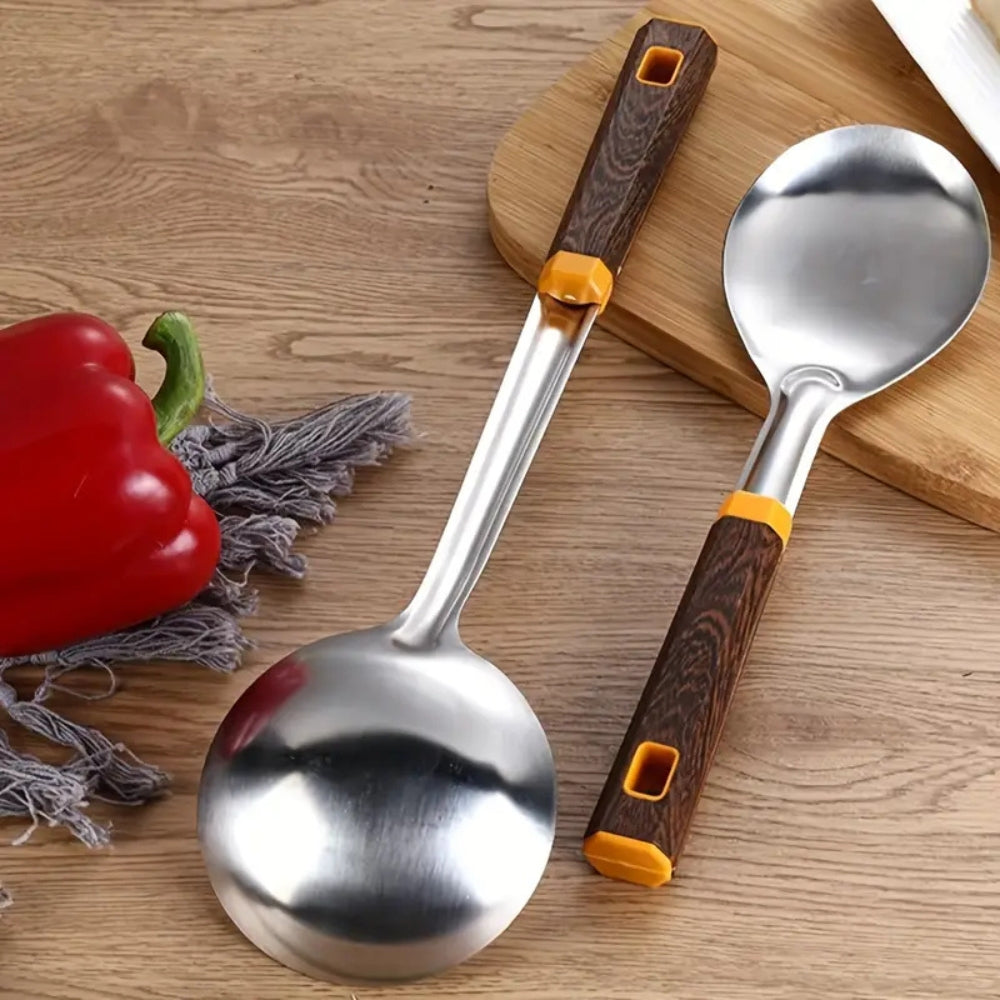 Holzkorn Edelstahl -Utensilien | 6pcs gesetzt-2