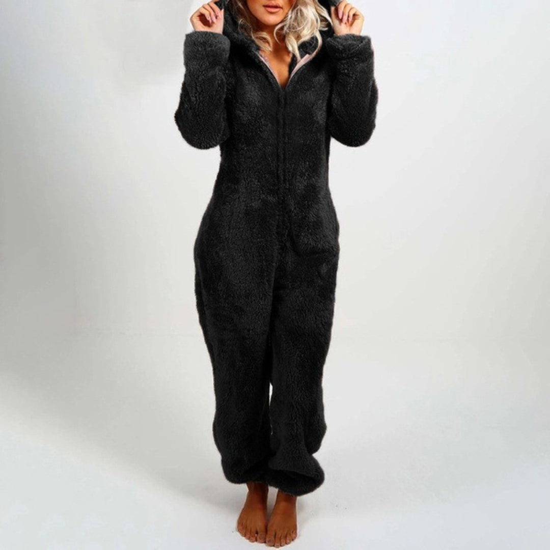 Dahlia | Eleganter Langer Fleece-Overall mit Kapuze