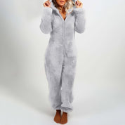 Dahlia | Eleganter Langer Fleece-Overall mit Kapuze