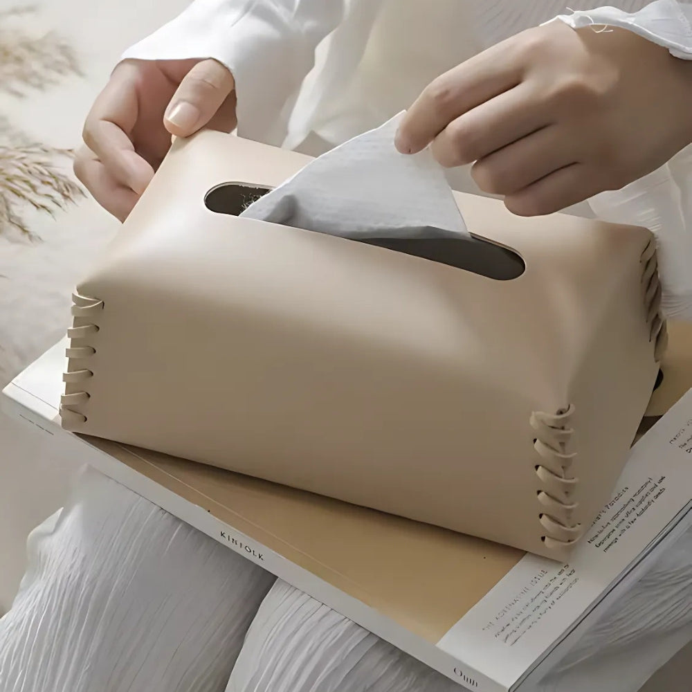 Genähte Leder -Tissue -Boxhalter-6