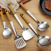 Holz-Grip-Stahl-Küchenutensilien-Set (5 Sets)-3