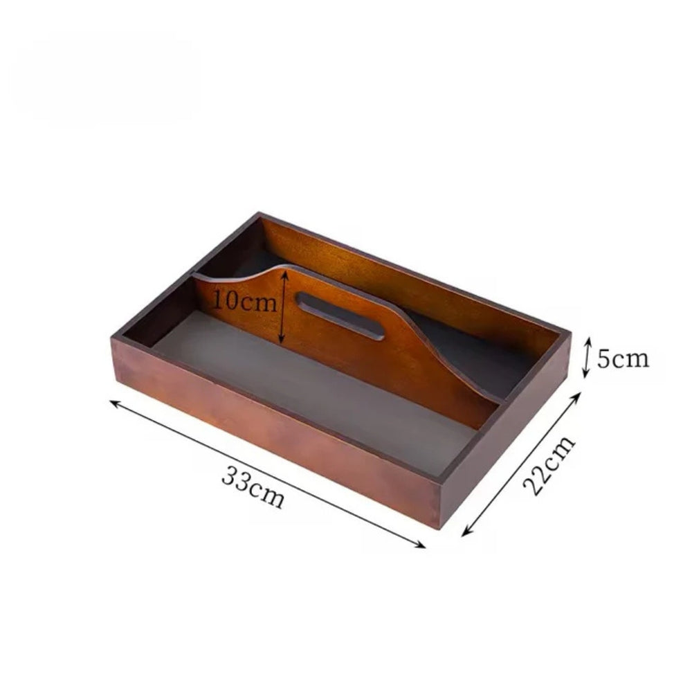 Zeitlose Vintage -Holzorganisator Tablett-2