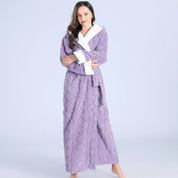 Plüschgestrickte lange Kapuze -Robe-2