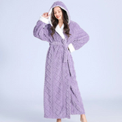 Plüschgestrickte lange Kapuze -Robe-3