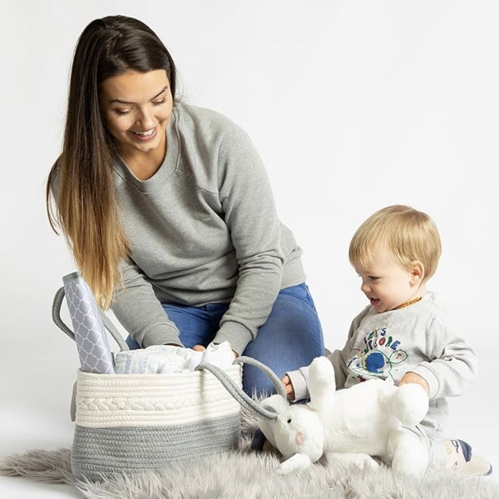 Geflochtener Organizer für graues Baby Essentials-2