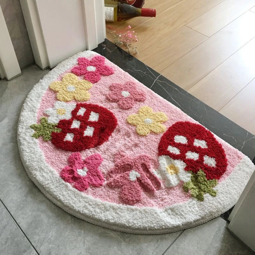 Flauschige Halbkreis-Badematte ohne Rutsch-1