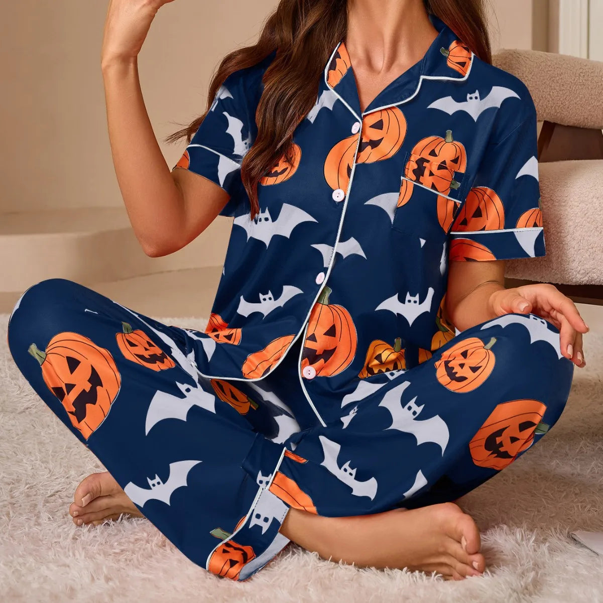 Damen Pyjama Set Bequeme Nachtwäsche 100% Baumwolle 0