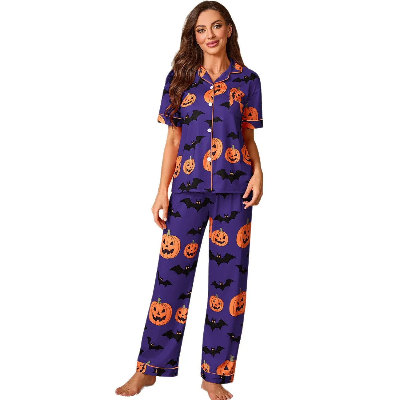 Damen Pyjama Set Bequeme Nachtwäsche 100% Baumwolle 4