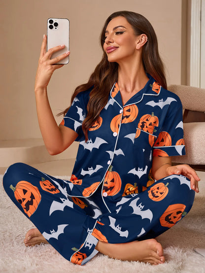 Damen Pyjama Set Bequeme Nachtwäsche 100% Baumwolle 5