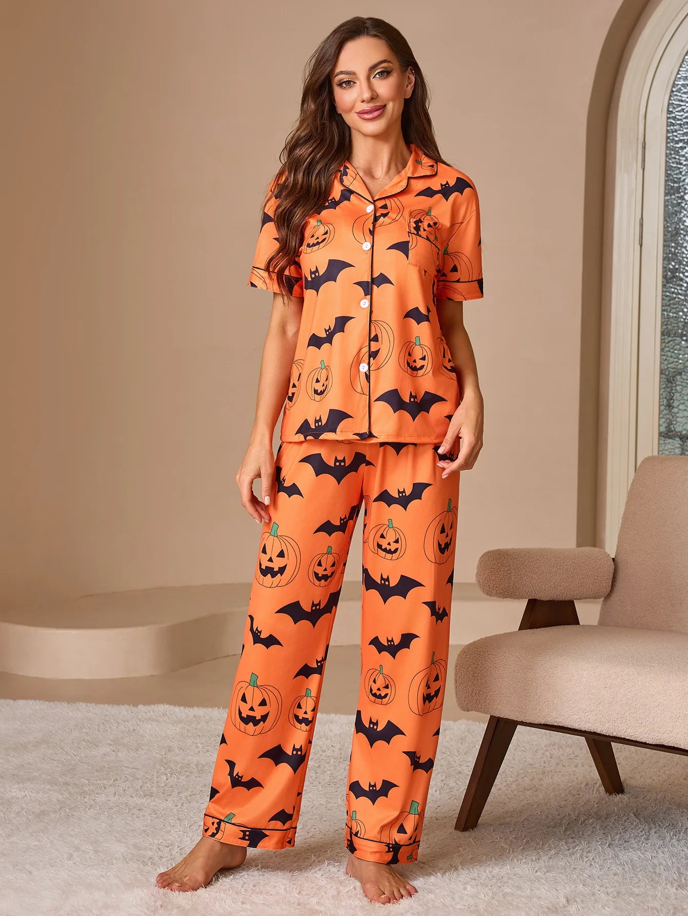 Damen Pyjama Set Bequeme Nachtwäsche 100% Baumwolle 6