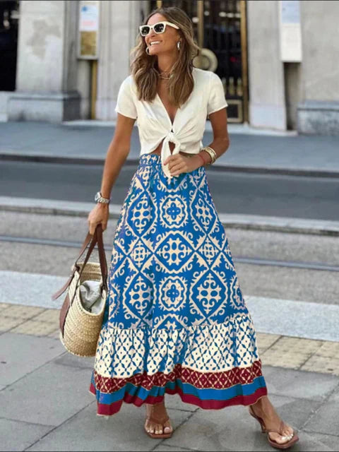 IZZY | Lange Sommerrock im Retro Boho Stil