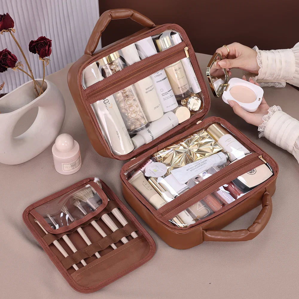 Sophia | Luxus Karierter Geräumiger Kosmetik Organizer